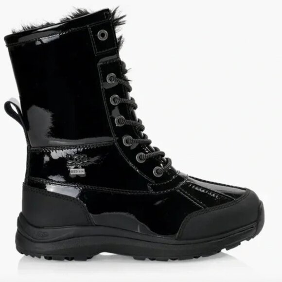 UGG Adirondack Boot Black Patent Waterproof Women’s 7 VGUC Winter - Picture 1 of 8